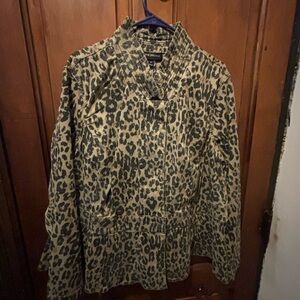 Lane Bryant Brown and Black Printed Jean Jacket